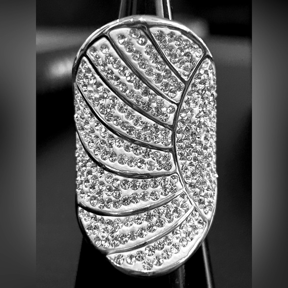 💎 Elegant “Art-Deco” Concave Statement Ring Stunning CZ’s Sz. 6 - Vintage - Picture 2 of 7